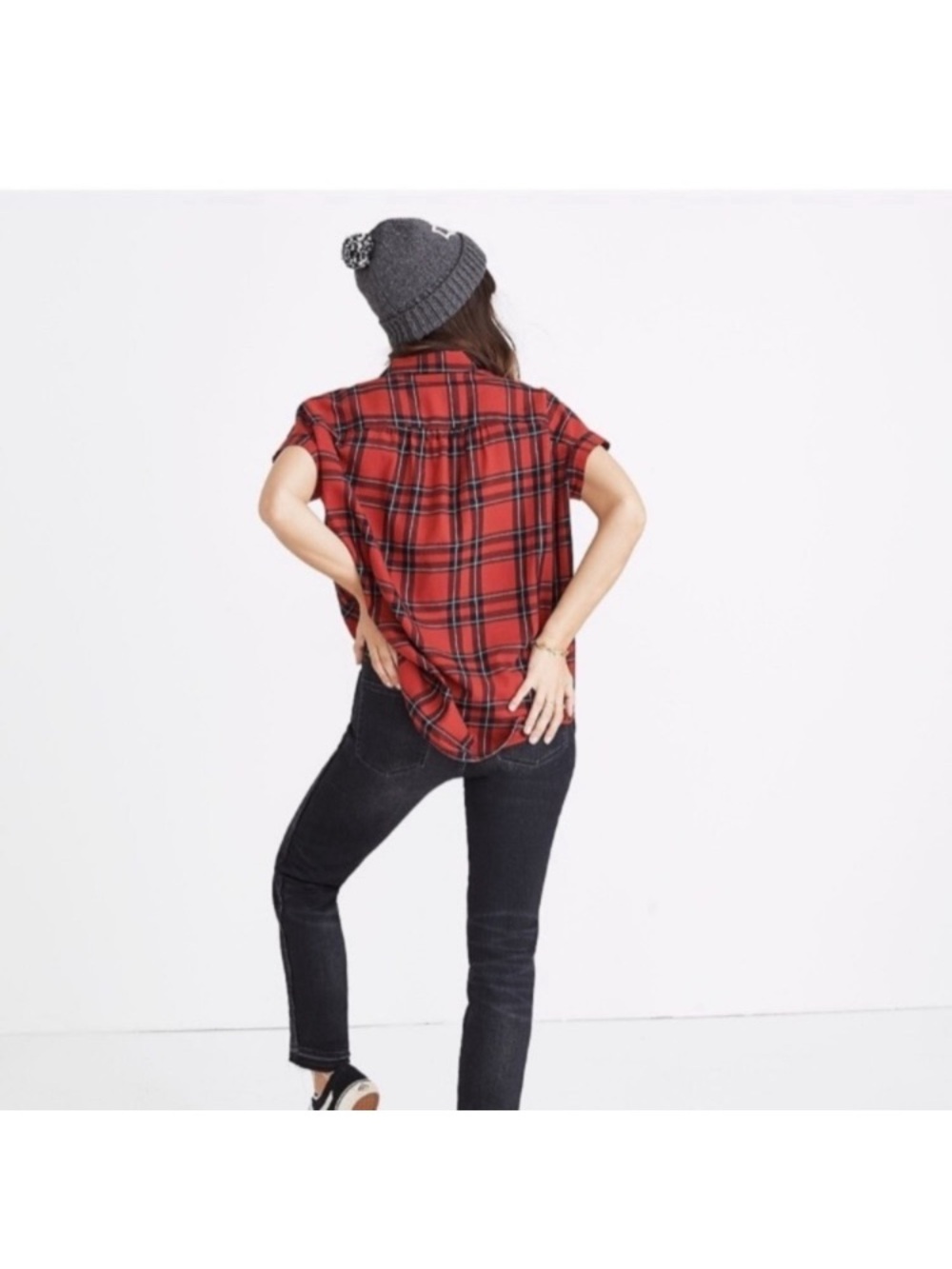Madewell Central Shirt Red Plaid Dahl Plaid Short-Sleeve Button-Down - Picture 6 of 8